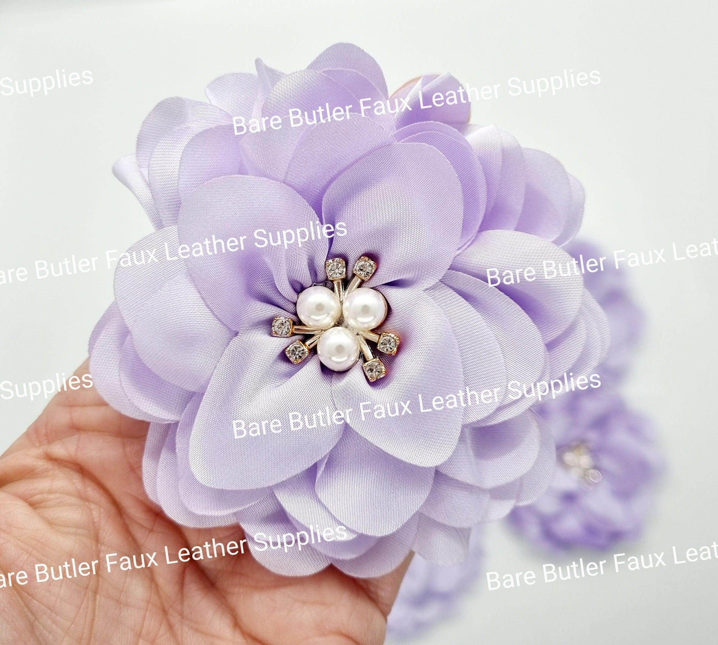 Chiffon Flower with Rhinestone center - Purple - Chiffon Flower, Embelishment, Flower, silk - Bare Butler Faux Leather Supplies 