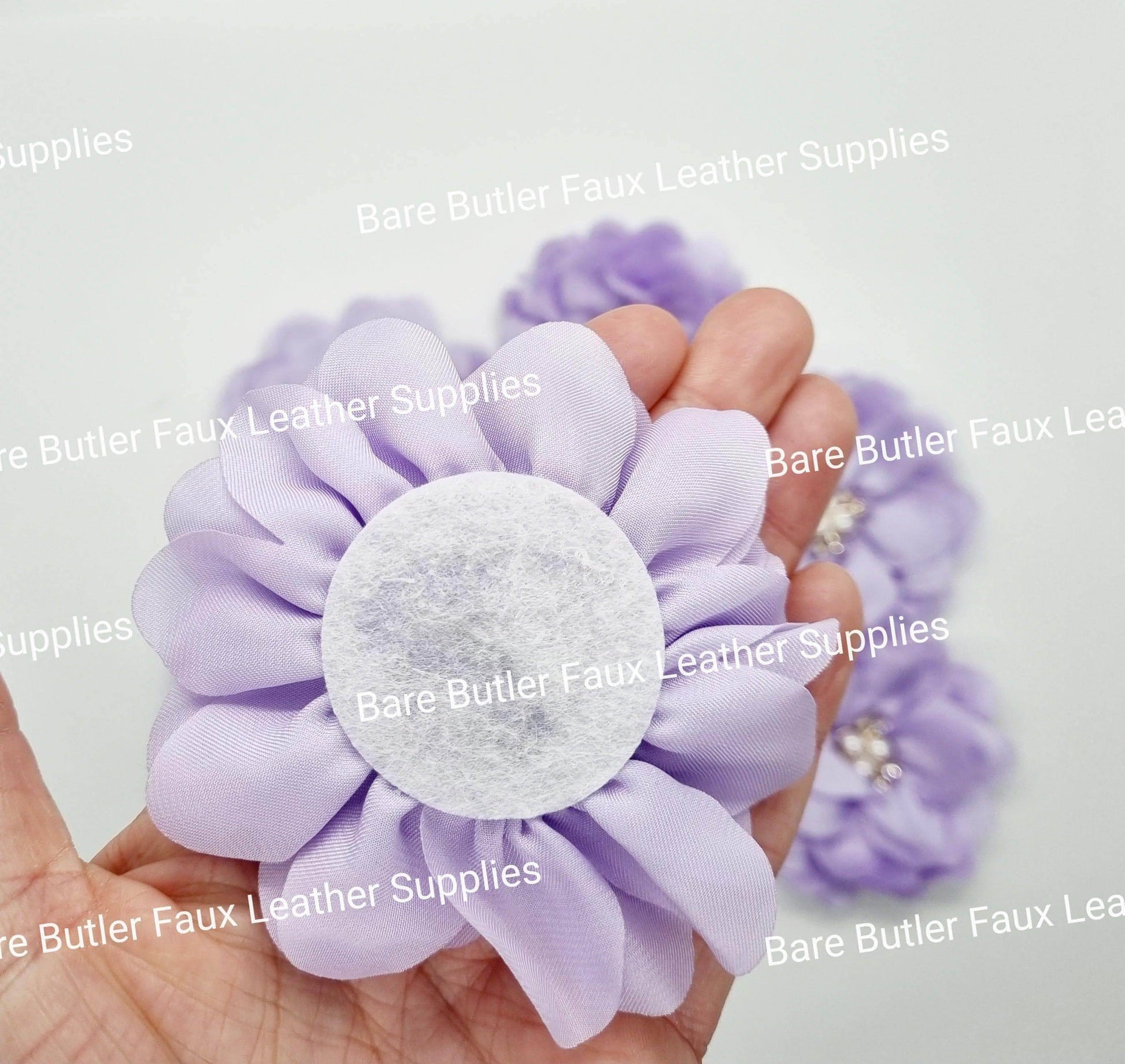 Chiffon Flower with Rhinestone center - Purple - Chiffon Flower, Embelishment, Flower, silk - Bare Butler Faux Leather Supplies 