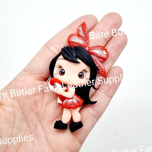 Christmas Girl & Candy Cane - Clay, Clays, girl - Bare Butler Faux Leather Supplies 