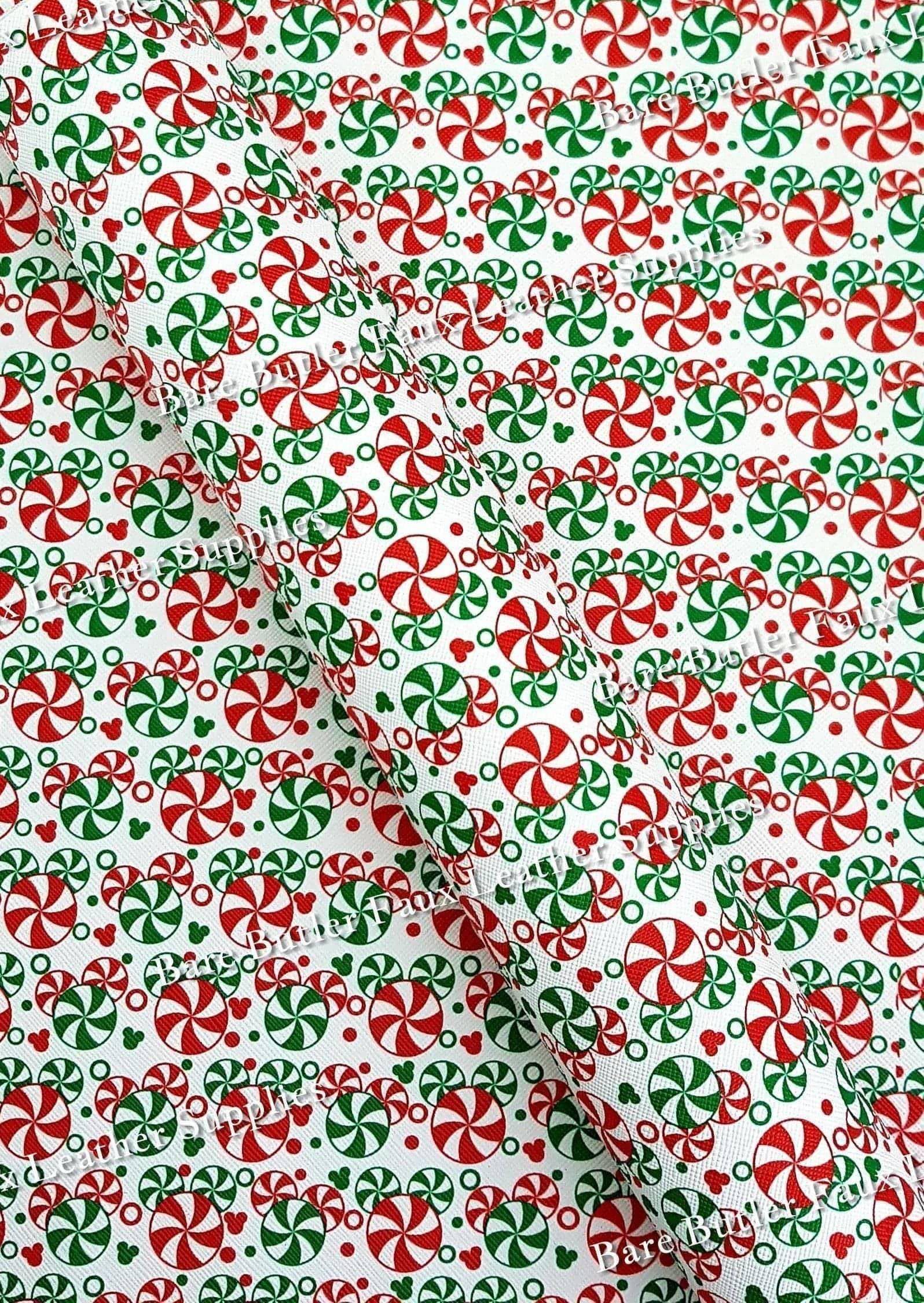 Christmas Peppermints - chimney, christmas, Faux, Faux Leather, Leather, leatherette, santa - Bare Butler Faux Leather Supplies 