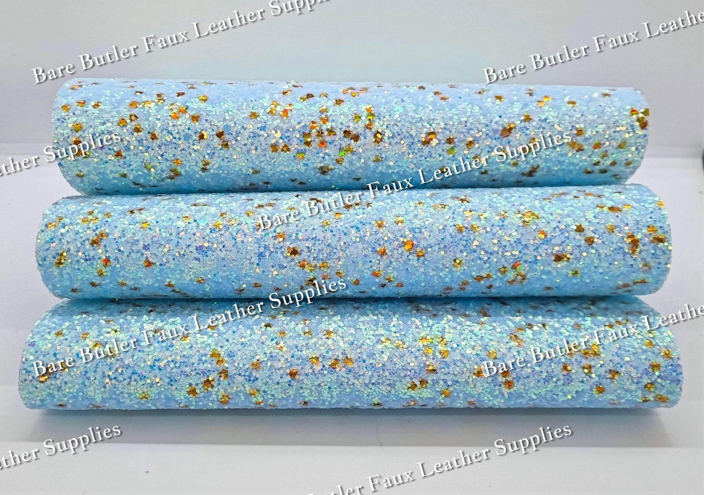 Chunky Glitter - Blue/Gold Shimmer - blue, Chunky, Faux, Faux Leather, glitter, gold, leather, leatherette, sparkles - Bare Butler Faux Leather Supplies 