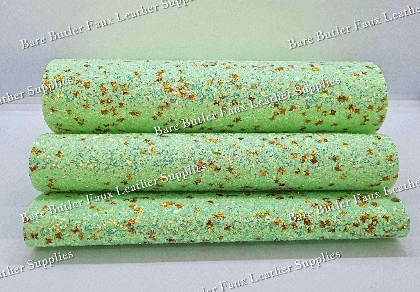 Chunky Glitter - Green/Gold Shimmer - Chunky, Faux, Faux Leather, glitter, gold, green, leather, leatherette, sparkles - Bare Butler Faux Leather Supplies 