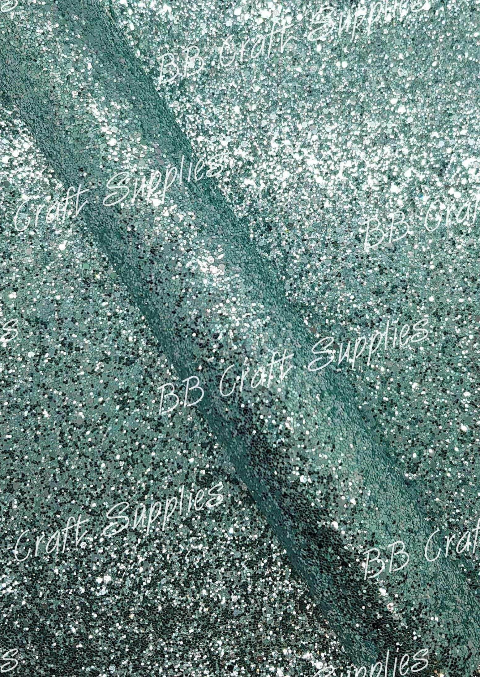 Chunky Glitter - Mint - Chunky, Faux, Faux Leather, glitter, green, leather, leatherette, mint - Bare Butler Faux Leather Supplies 