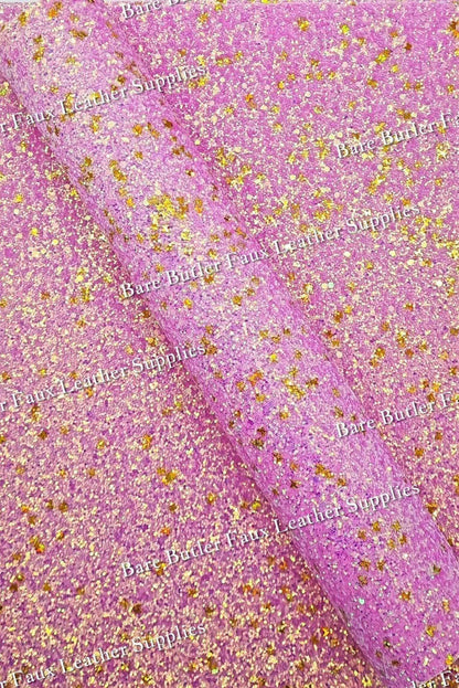 Chunky Glitter - Pink/Gold Shimmer - Chunky, Faux, Faux Leather, glitter, gold, leather, leatherette, Pink, sparkles - Bare Butler Faux Leather Supplies 