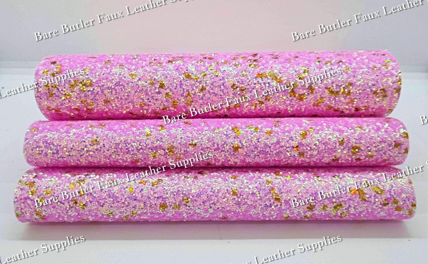 Chunky Glitter - Pink/Gold Shimmer - Chunky, Faux, Faux Leather, glitter, gold, leather, leatherette, Pink, sparkles - Bare Butler Faux Leather Supplies 