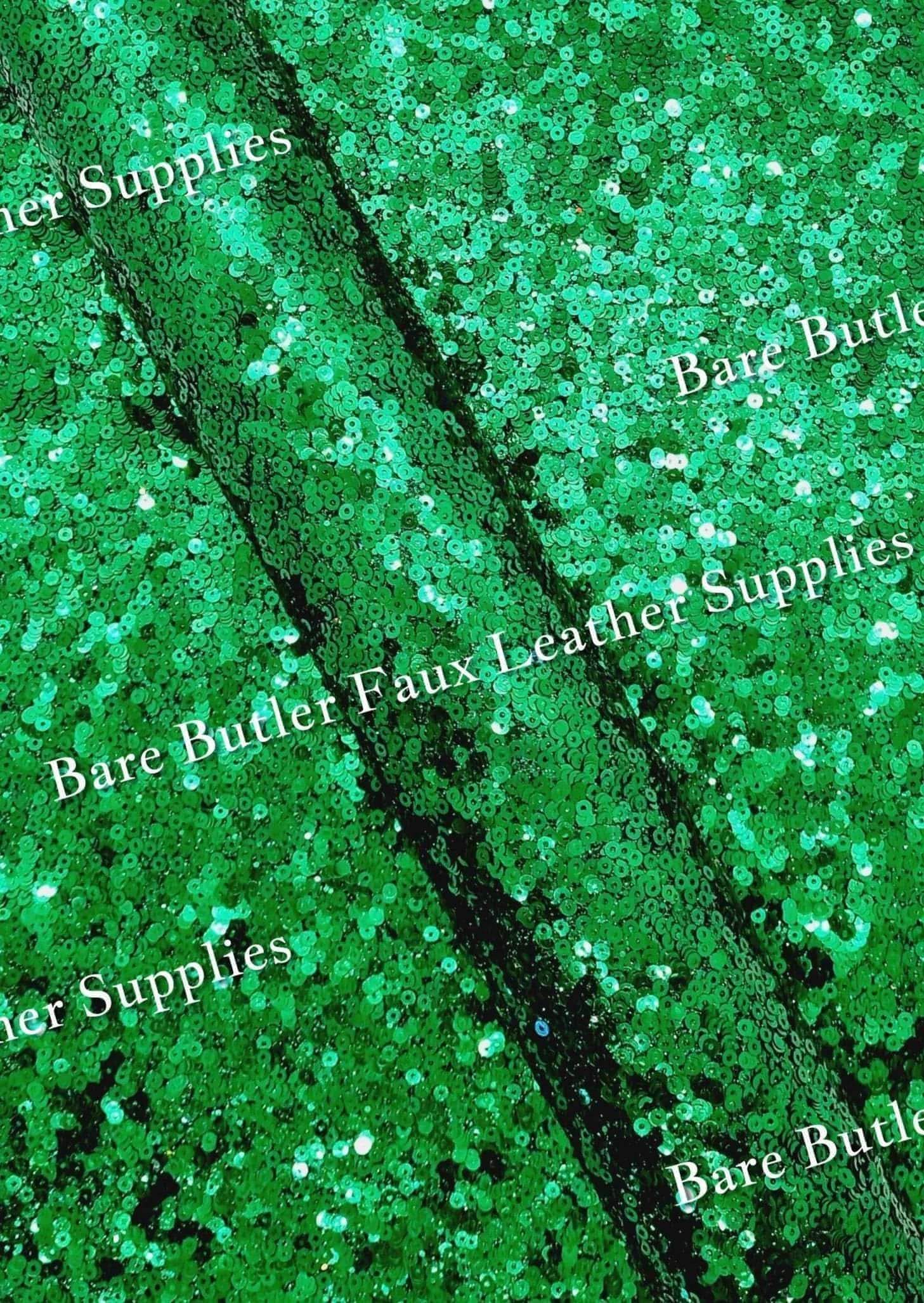 Chunky Glitter Sequin Shimmer Green - chunky, Faux, Faux Leather, Glitter, Leather, leatherette, Sequin - Bare Butler Faux Leather Supplies 
