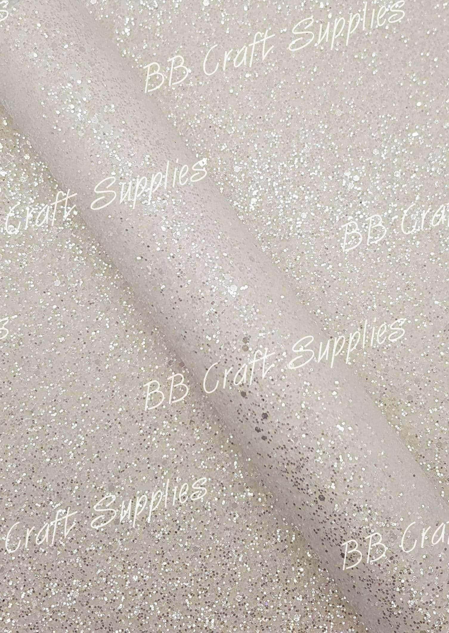 Chunky Glitter - White - Chunky, Faux, Faux Leather, glitter, leather, leatherette, white - Bare Butler Faux Leather Supplies 