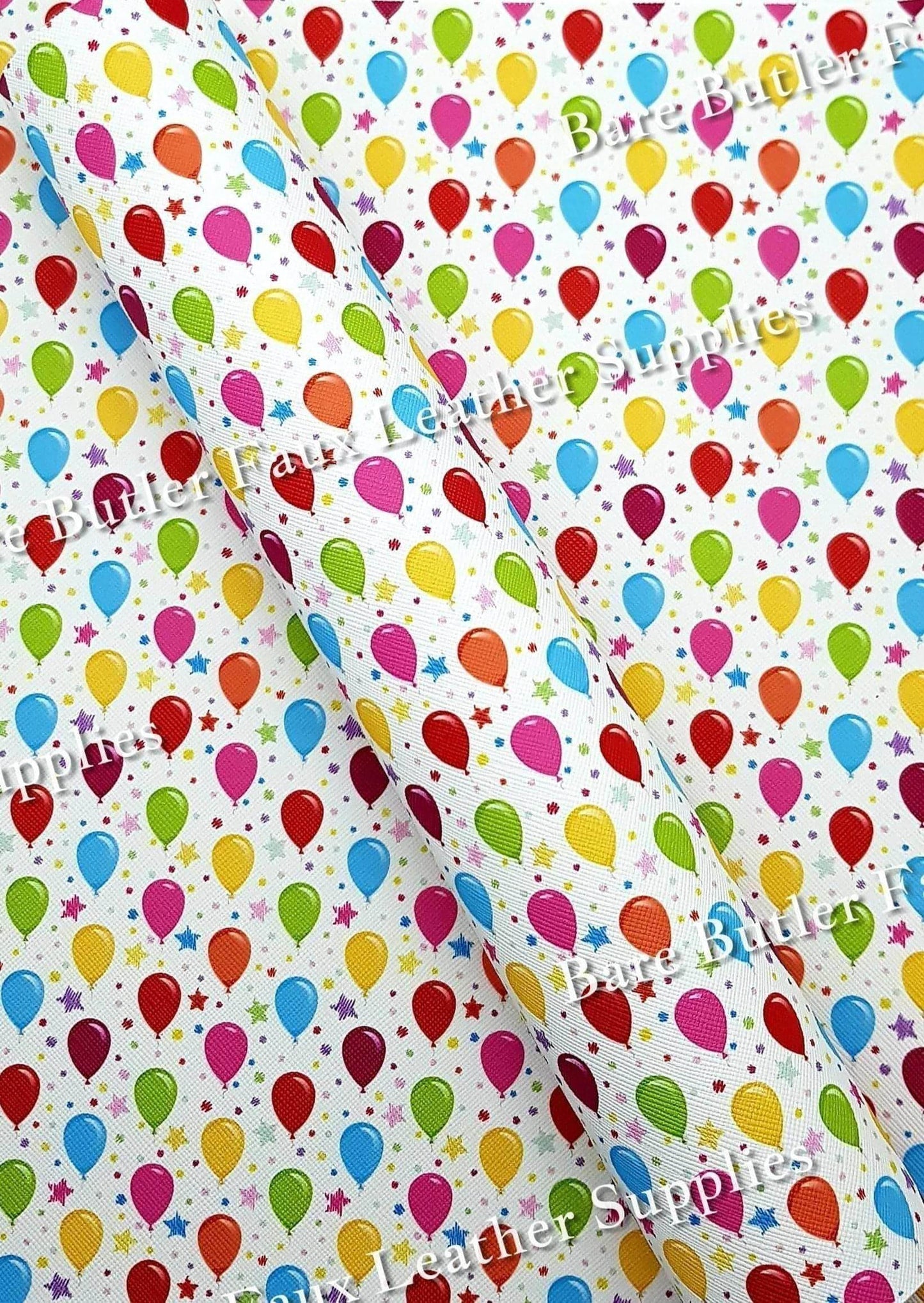 Colourful Balloons Faux Leather - balloon, birthday, colourful, Faux, Faux Leather, Leather, leatherette, party - Bare Butler Faux Leather Supplies 