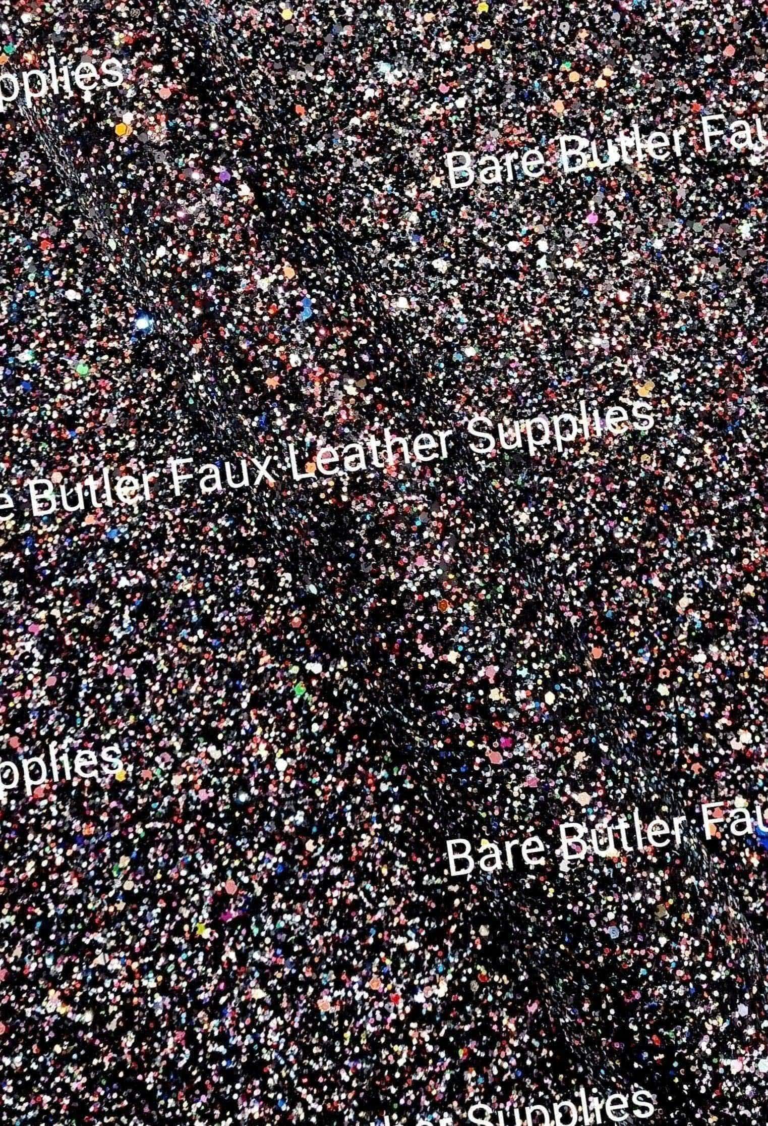 Confetti Mix Chunky Glitter - Black Mix - Black, Chunky, Faux, Faux Leather, flower, glitter, leather, leatherette, rose, Rose's - Bare Butler Faux Leather Supplies 