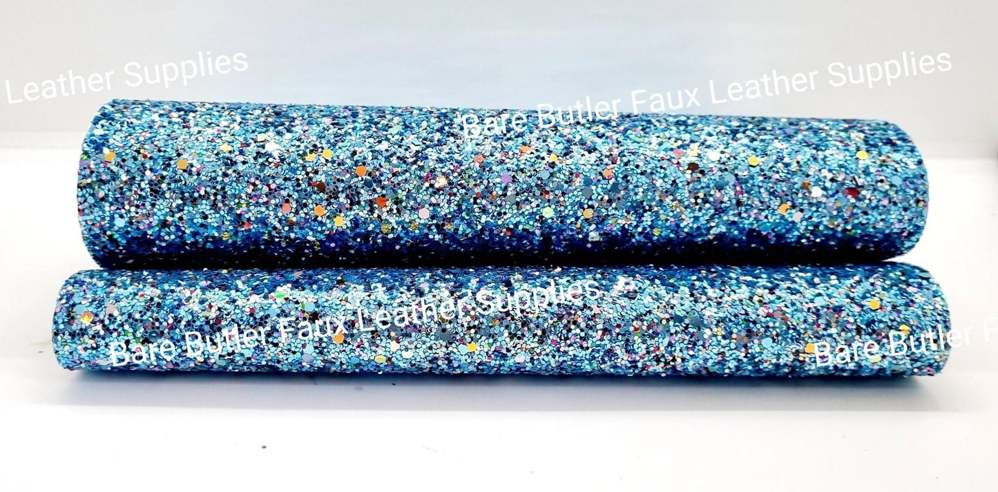 Confetti Mix Chunky Glitter - Blue Mix - Black, Chunky, Faux, Faux Leather, flower, glitter, leather, leatherette, rose, Rose's - Bare Butler Faux Leather Supplies 