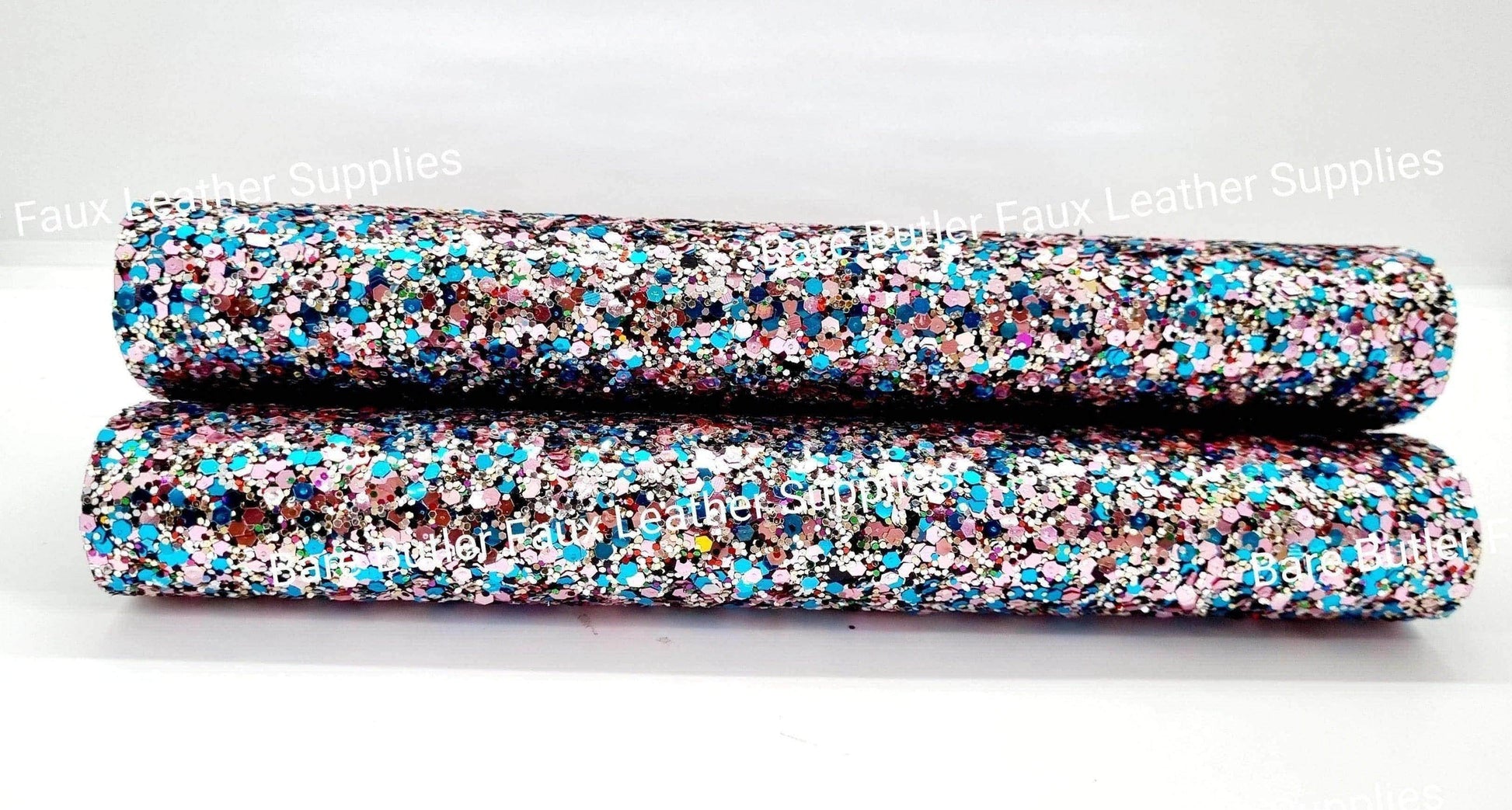 Confetti Mix Chunky Glitter - Blue/Pink Sparkles - Black, Chunky, Faux, Faux Leather, flower, glitter, leather, leatherette, rose, Rose's - Bare Butler Faux Leather Supplies 