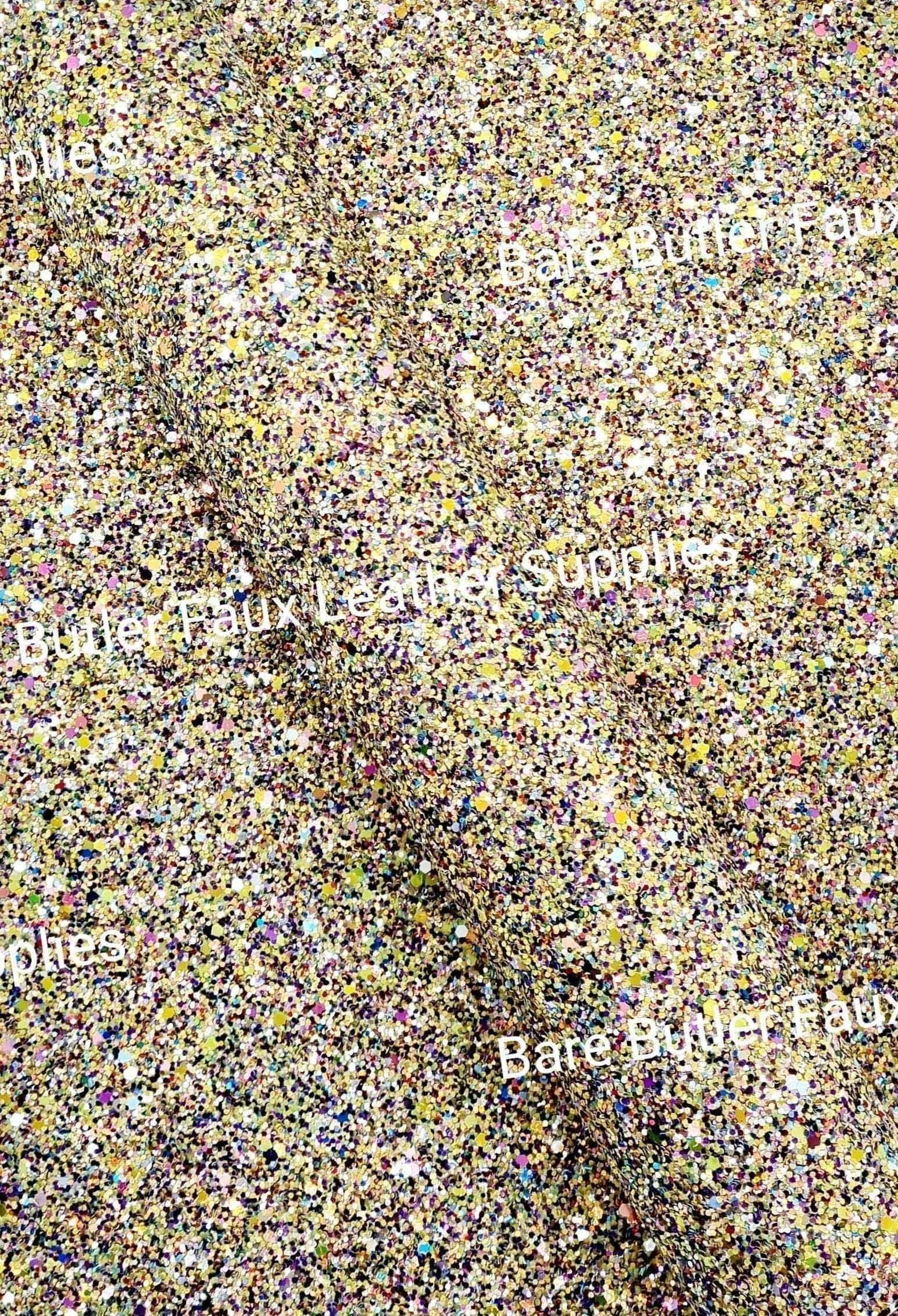 Confetti Mix Chunky Glitter - Golden Green Mix - Black, Chunky, Faux, Faux Leather, flower, glitter, leather, leatherette, rose, Rose's - Bare Butler Faux Leather Supplies 