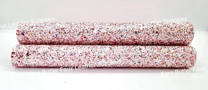 Confetti Mix Chunky Glitter - Pink/White Mix - Black, Chunky, Faux, Faux Leather, flower, glitter, leather, leatherette, rose, Rose's - Bare Butler Faux Leather Supplies 