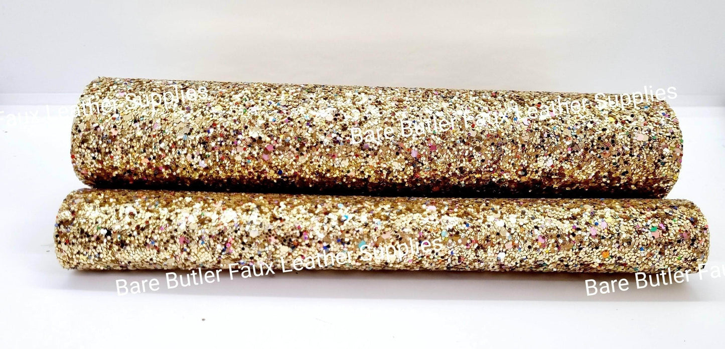 Confetti Mix Chunky Glitter - Yellow/Gold Mix - Black, Chunky, Faux, Faux Leather, flower, glitter, leather, leatherette, rose, Rose's - Bare Butler Faux Leather Supplies 