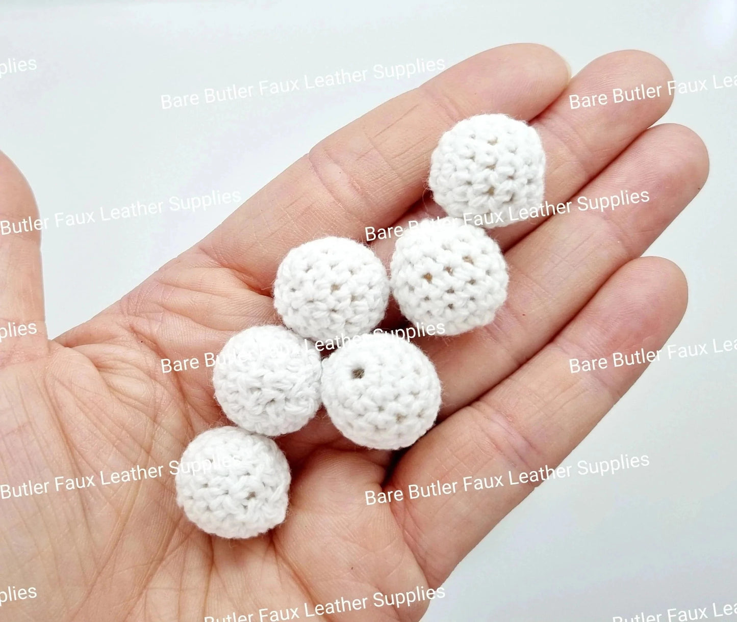 Crochet Beads White -  - Bare Butler Faux Leather Supplies 