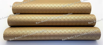 Cross Texture - Gold - cross, faux, Faux Leather, Gold, Leather, leatherette - Bare Butler Faux Leather Supplies 