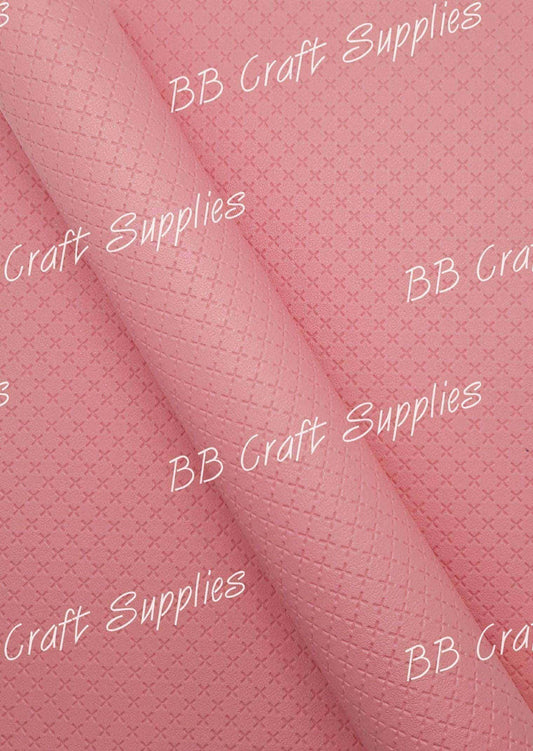Cross Texture - Pink - cross, faux, Faux Leather, Leather, leatherette - Bare Butler Faux Leather Supplies 
