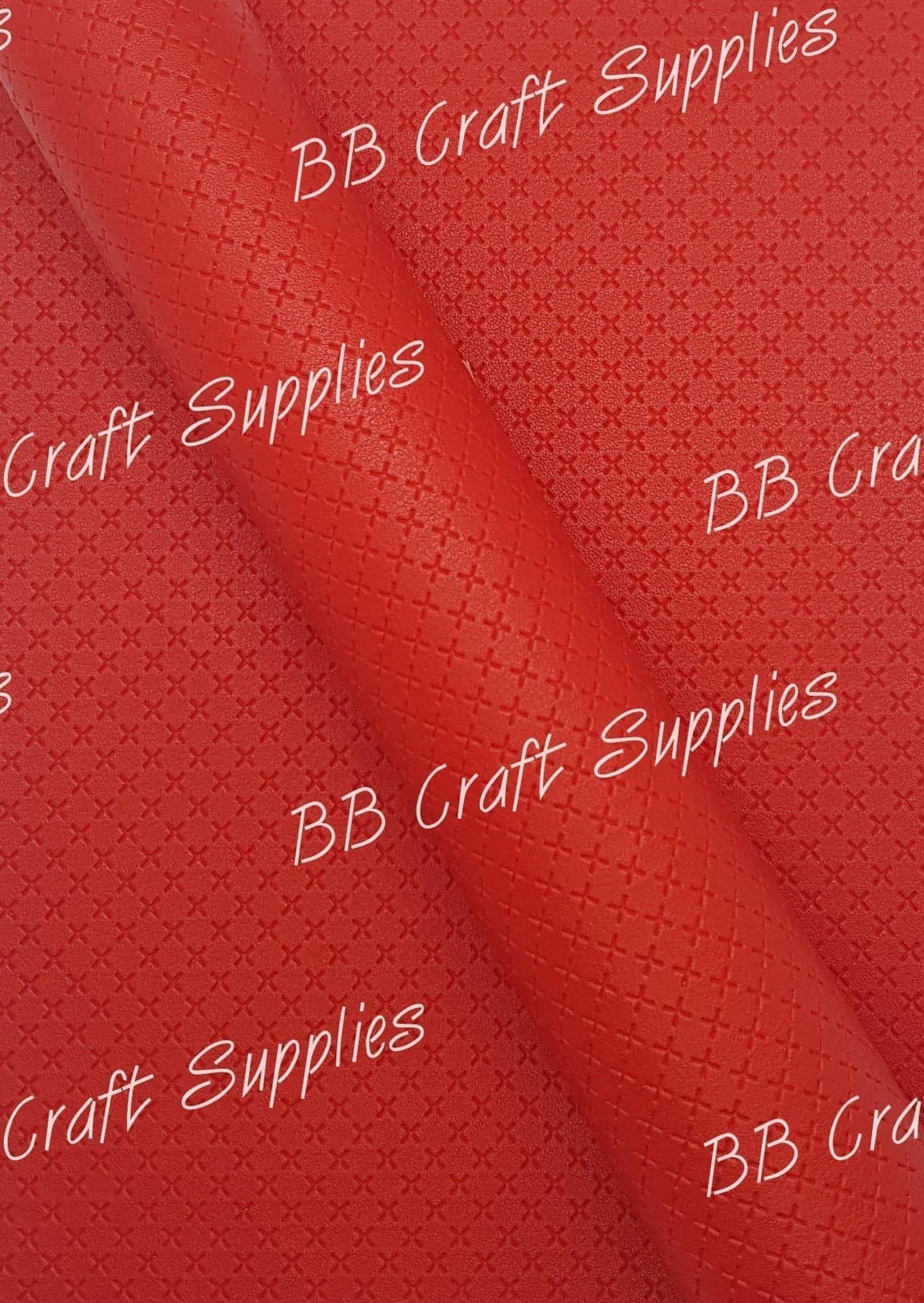 Cross Texture - Red - cross, faux, Faux Leather, Leather, leatherette - Bare Butler Faux Leather Supplies 