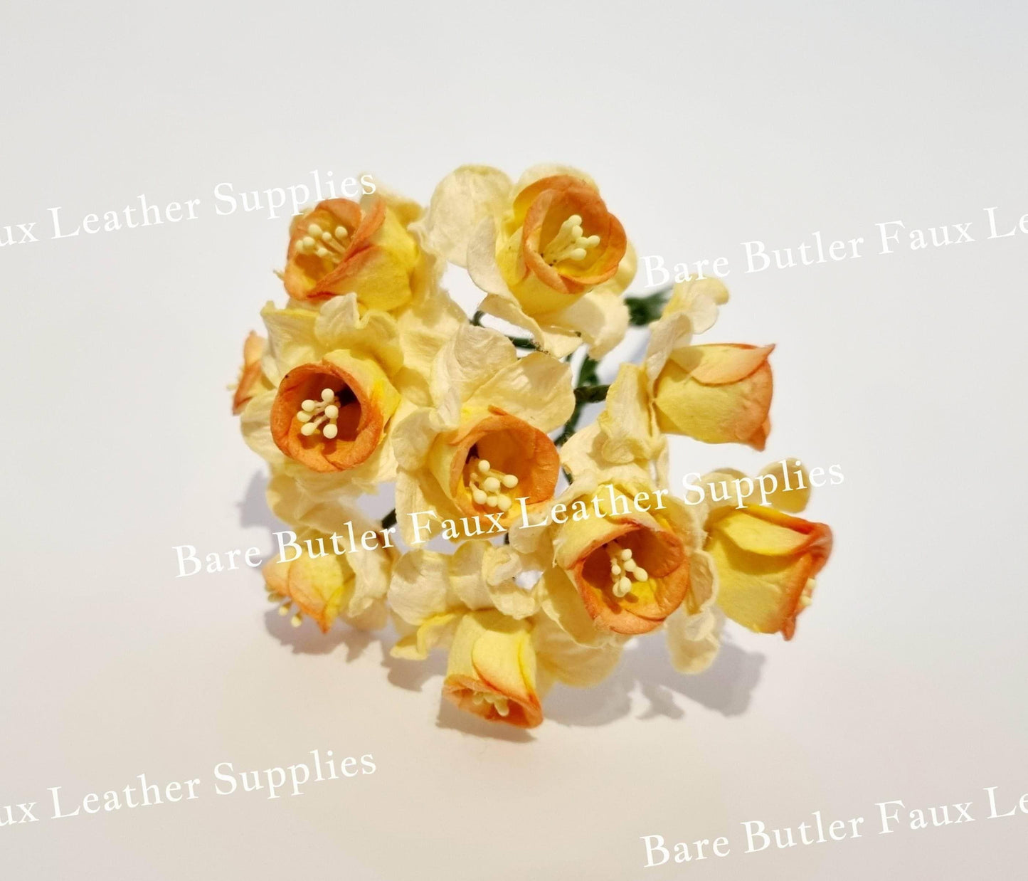 Daffodil 5 Pack - daffodil, Embelishment, Flower, Mulburry, mullberry, yellow - Bare Butler Faux Leather Supplies 