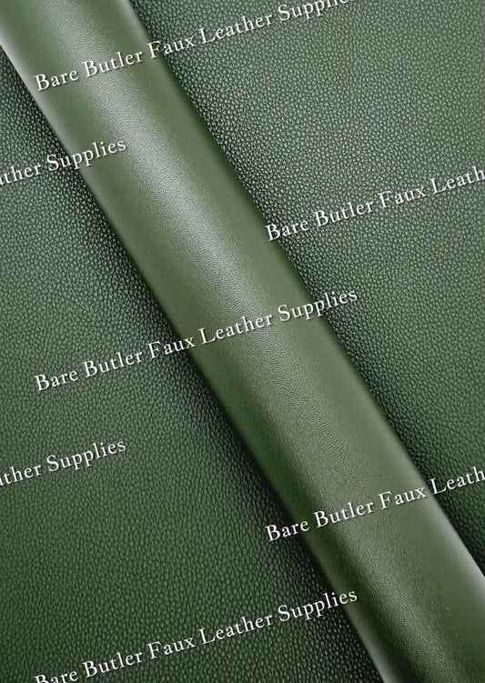 Double Sided Solid Colour Litchi - Dark Green - Faux, Faux Leather, Leather, leatherette - Bare Butler Faux Leather Supplies 