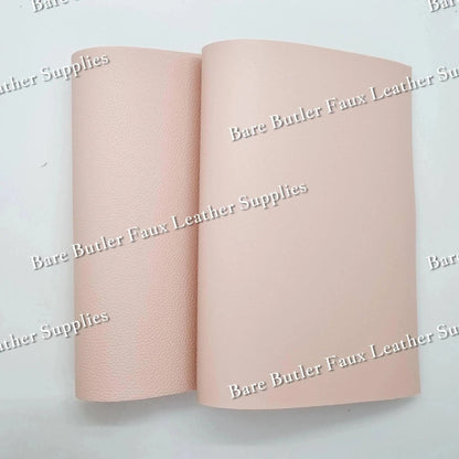 Double Sided Solid Colour Litchi - Pale Pink - Faux, Faux Leather, Leather, leatherette - Bare Butler Faux Leather Supplies 