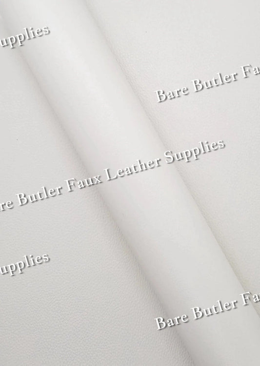 Double Sided Solid Colour Litchi - White - Faux, Faux Leather, Leather, leatherette - Bare Butler Faux Leather Supplies 