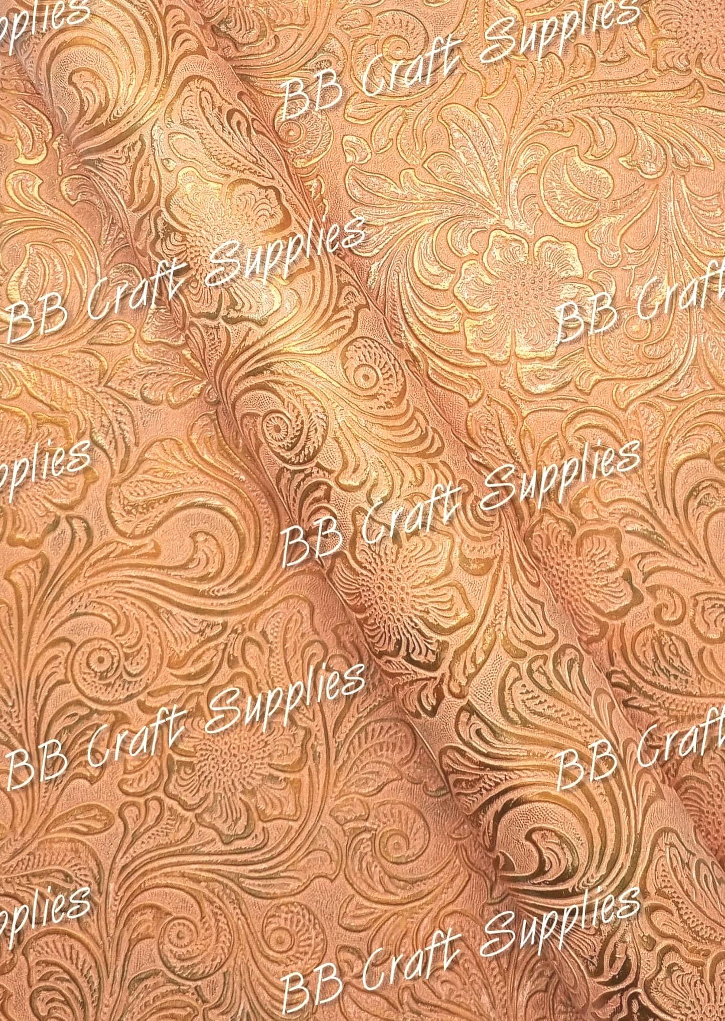 Embossed Floral Bloom Orange - embossed, Faux, Faux Leather, Floral, Leather, leatherette, metallic, Whats new - Bare Butler Faux Leather Supplies 