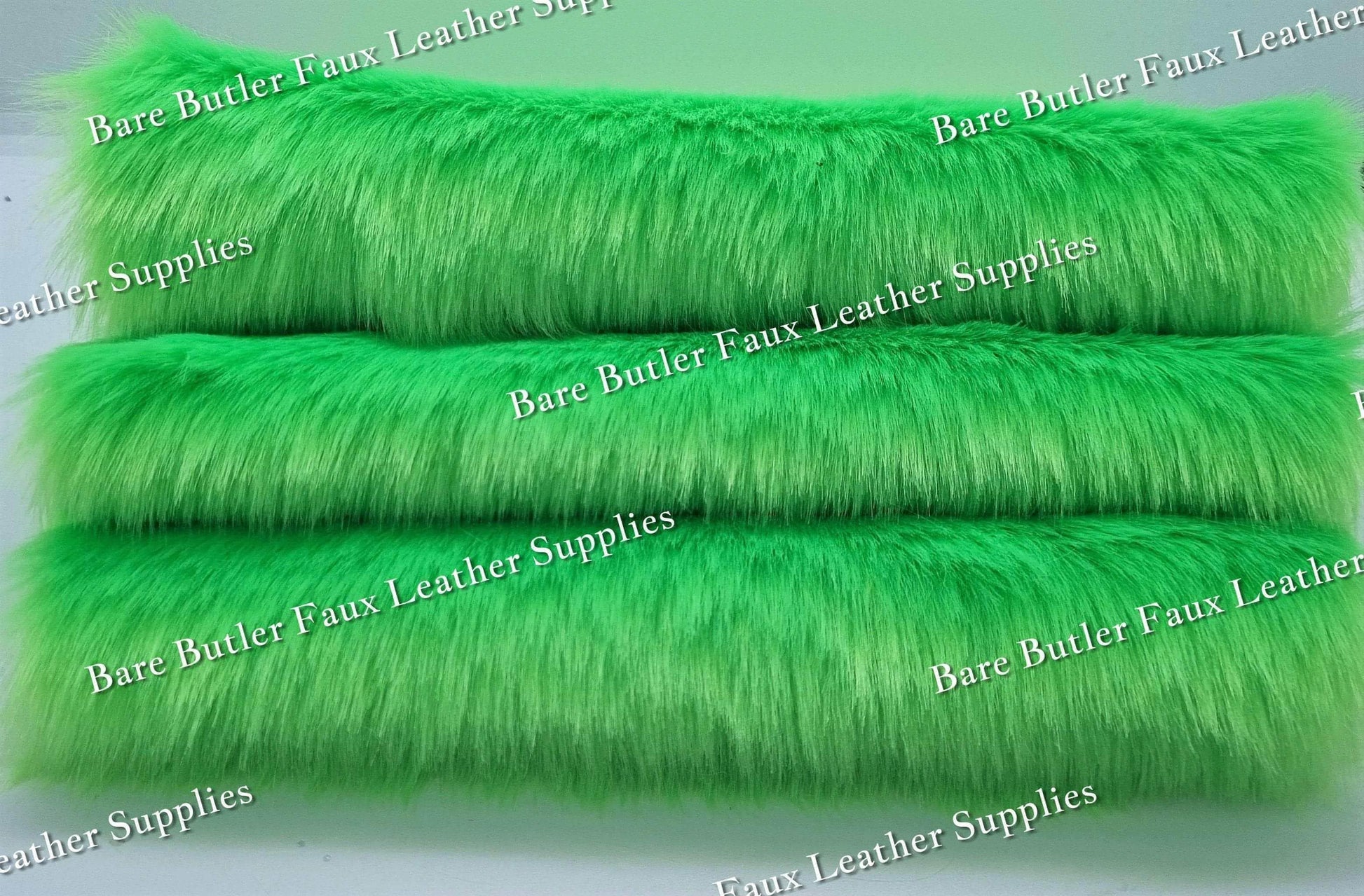 Faux Fur Fabric Green - christmas, fabric, Faux, Faux Leather, fluffy, fur, green, grinch - Bare Butler Faux Leather Supplies 