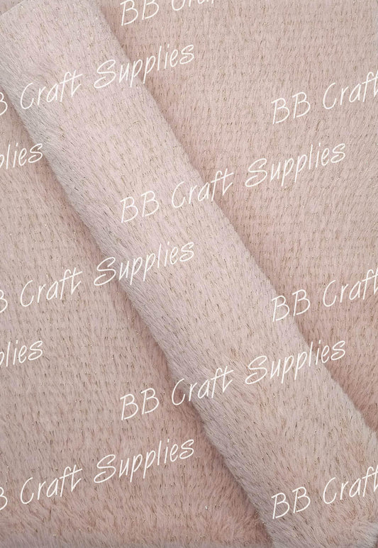 Faux Fur Fabric Pink with Gold Sparkles - easter, fabric, Faux, Faux Leather, fluffy, fur, gold, Pink, Rabbit - Bare Butler Faux Leather Supplies 