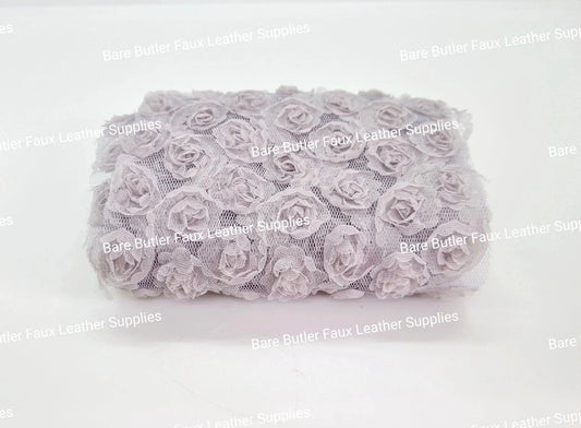 Floral lace Mesh Grey -  - Bare Butler Faux Leather Supplies 