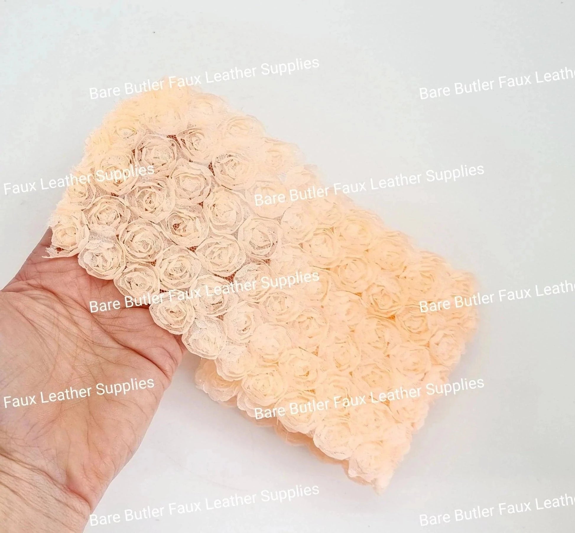Floral lace Mesh Peach -  - Bare Butler Faux Leather Supplies 