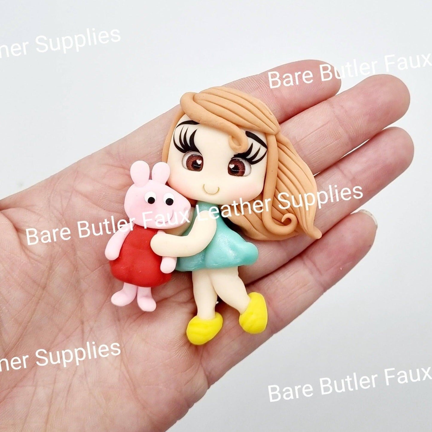 Girl & Her Piggy - Clay, Clays, peppa - Bare Butler Faux Leather Supplies 