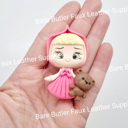 Girl & her teddy bear - Bear, Clay, Clays, Masha, misha - Bare Butler Faux Leather Supplies 