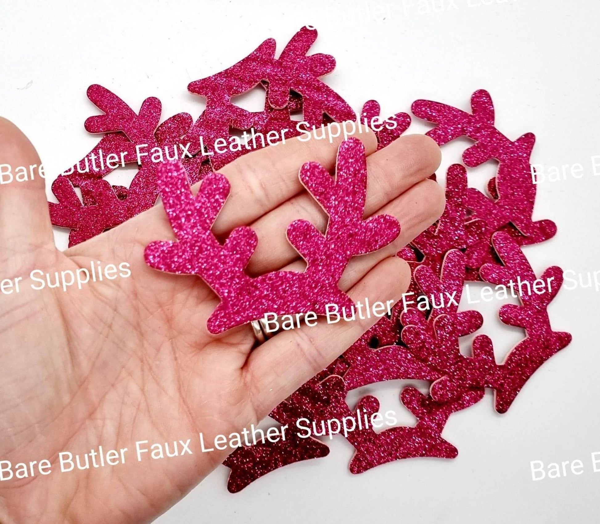 Glitter Antlers - Antlers, christmas, Embelishment - Bare Butler Faux Leather Supplies 