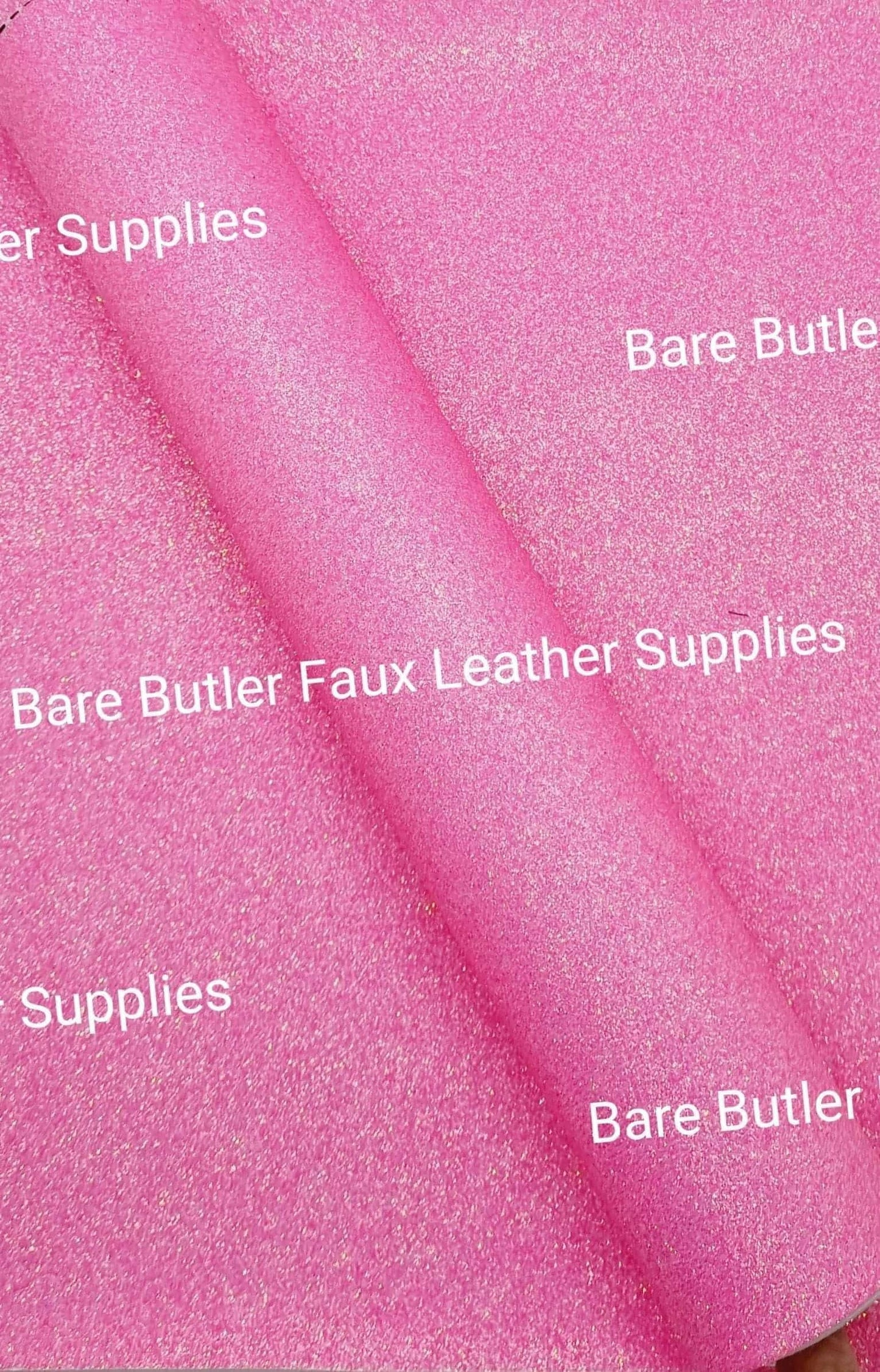 Glitter - Bubble Gum Pink - Berry, Faux, Faux Leather, Fine, Glitter, Leather, leatherette, Super - Bare Butler Faux Leather Supplies 