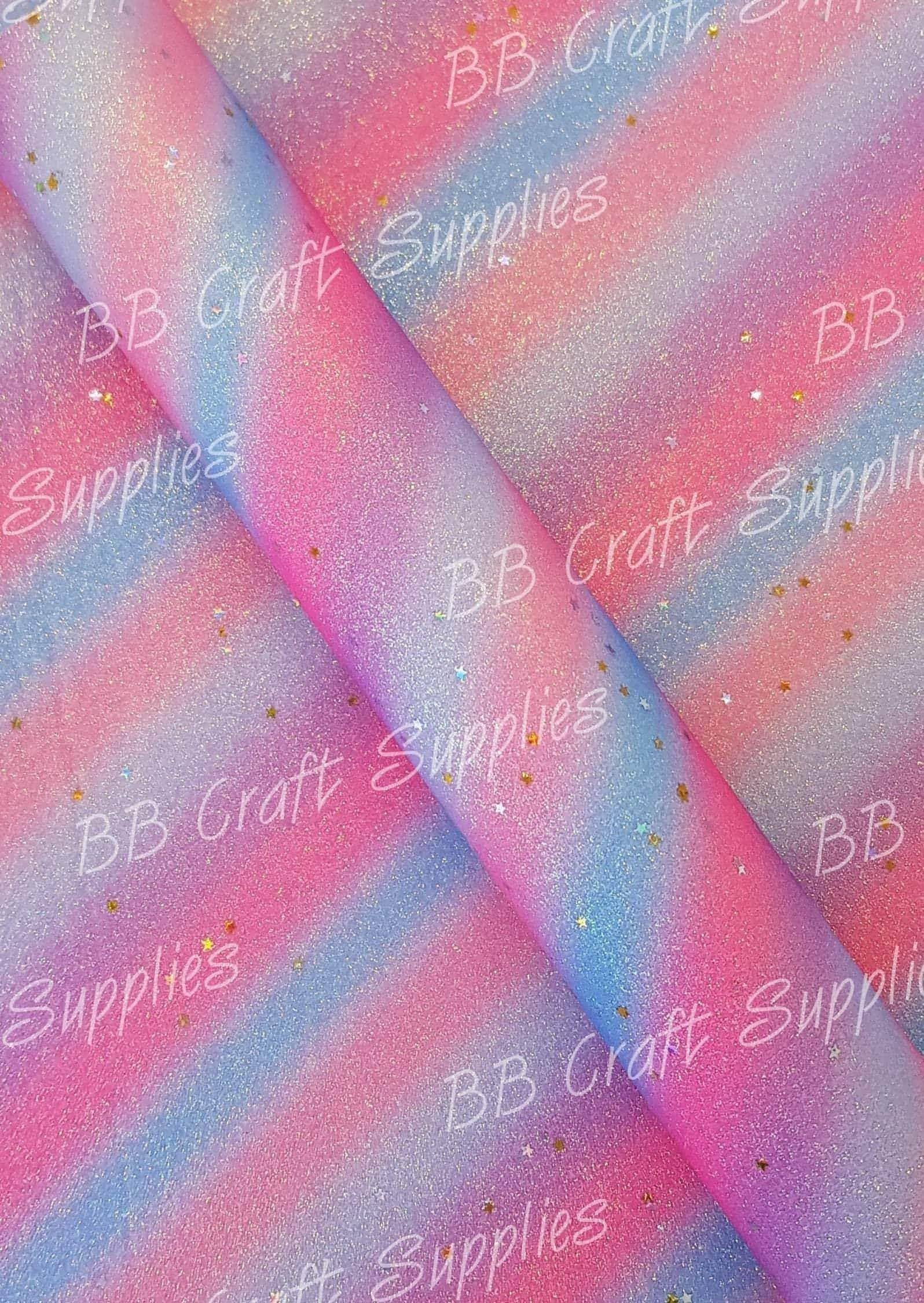 Glitter Stars Rainbow Berry - Faux, Faux Leather, Floral, Glitter, rainbow - Bare Butler Faux Leather Supplies 