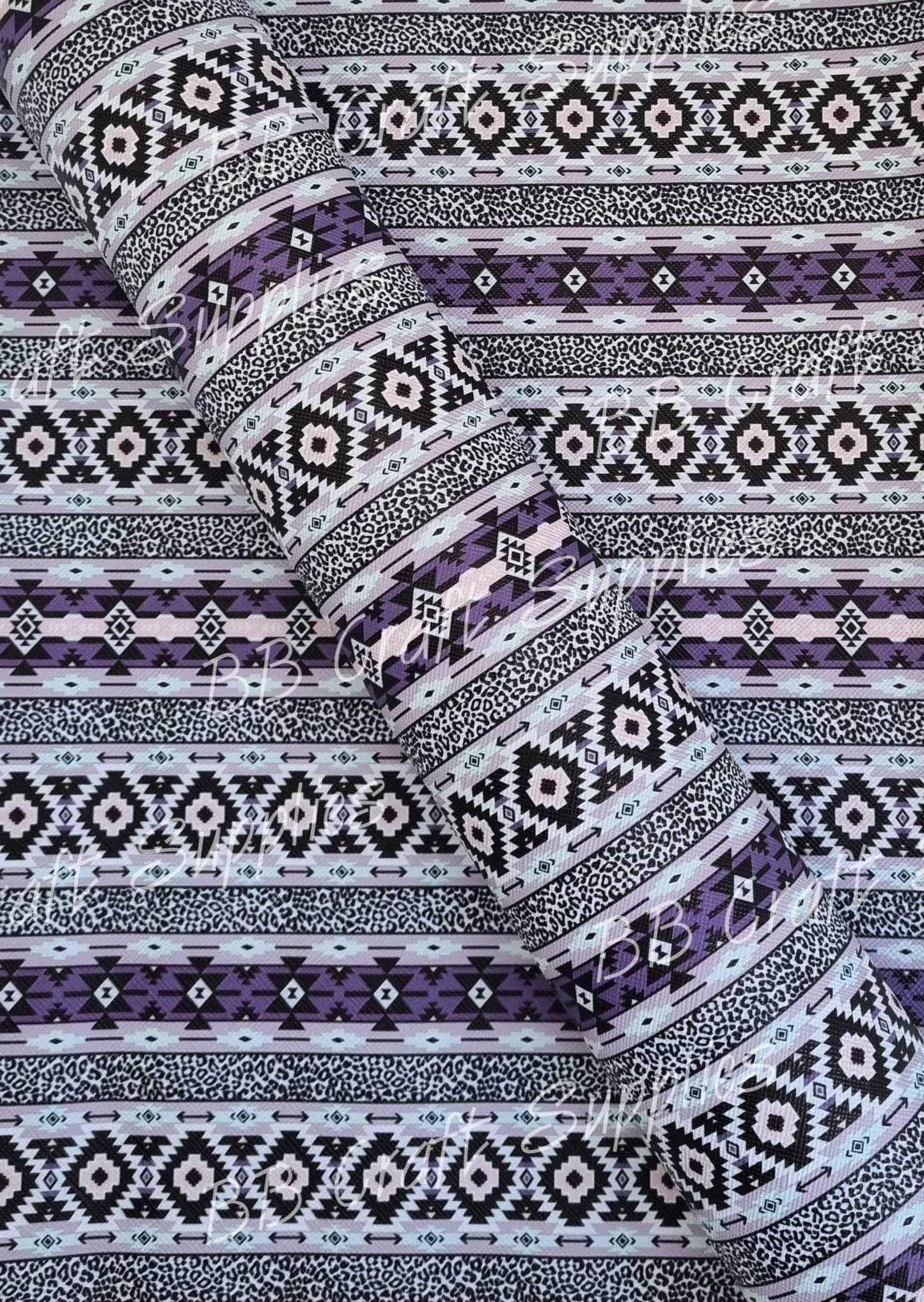 Grey & Purple Tribal Diamonds Faux Leather - boho, Colourful, Diamond, Diamond Tile Pattern, Faux, Faux Leather, grey, Leather, leatherette, Poncho, purple, tribal - Bare Butler Faux Leather Supplies 