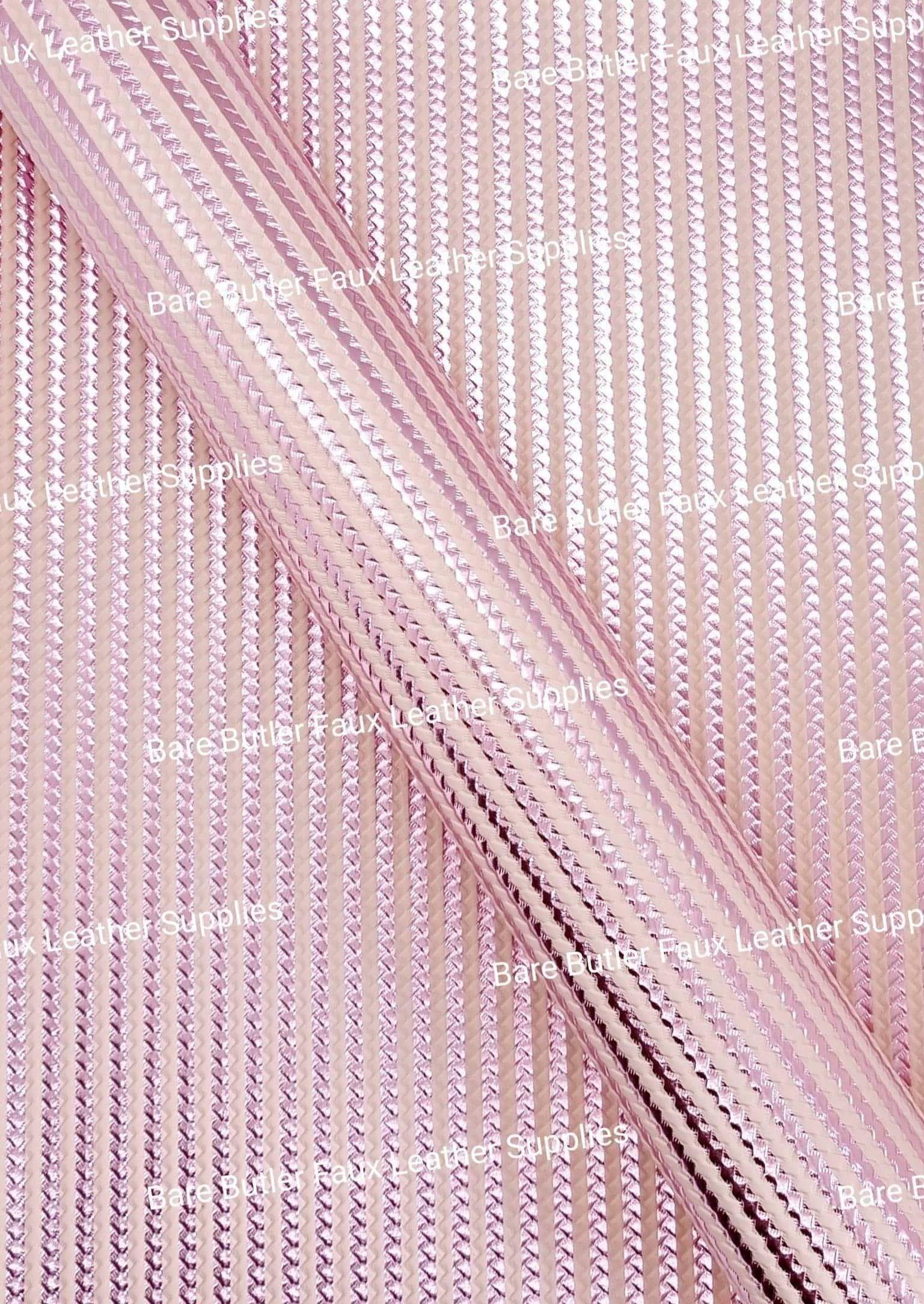 Metallic Embossed Weave Pink and Peach - Faux, Faux Leather, Floral, Glitter - Bare Butler Faux Leather Supplies 