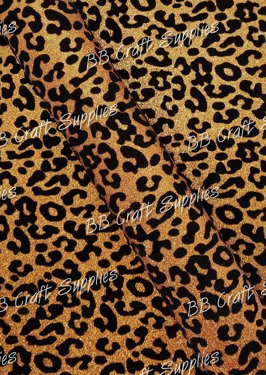 Metallic Leopard Orange - Faux, Faux Leather, leather, leatherette, Leopard, metallic, orange - Bare Butler Faux Leather Supplies 