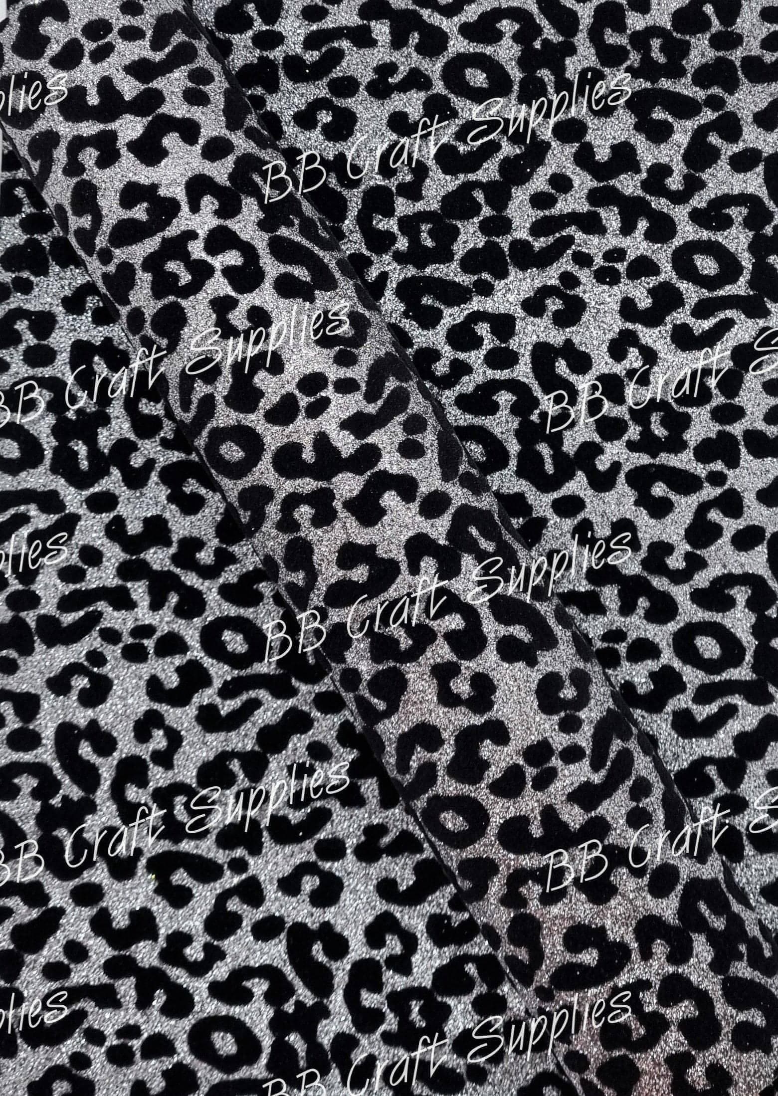 Metallic Leopard Silver - Faux, Faux Leather, leather, leatherette, Leopard, metallic - Bare Butler Faux Leather Supplies 