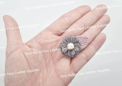 Mini Crochet Flowers Grey -  - Bare Butler Faux Leather Supplies 