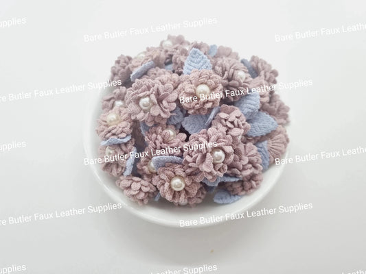 Mini Crochet Flowers Mauve -  - Bare Butler Faux Leather Supplies 