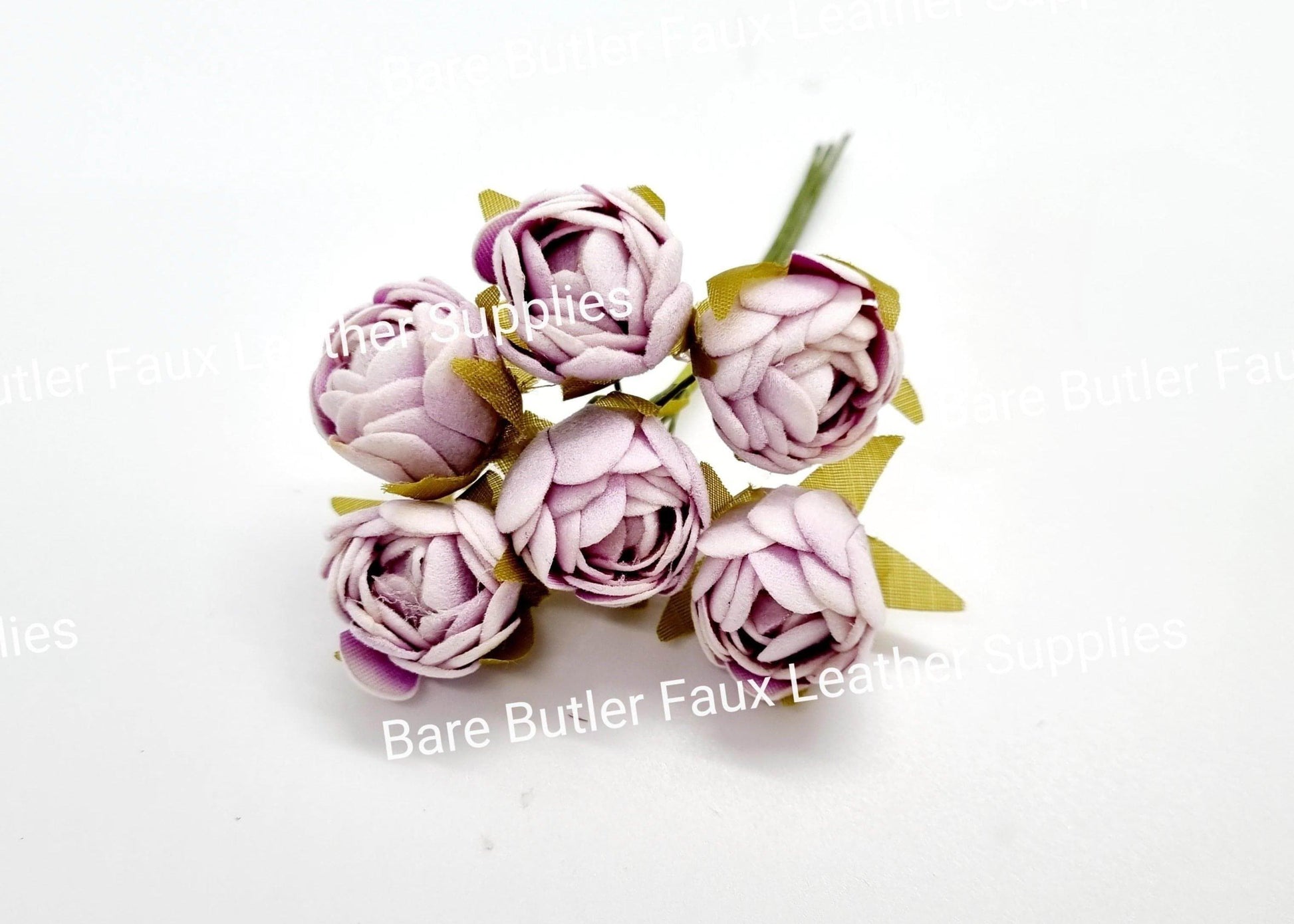 Mini Silk Rose Buds Light Purple - 6 pack - Embelishment, Flower - Bare Butler Faux Leather Supplies 