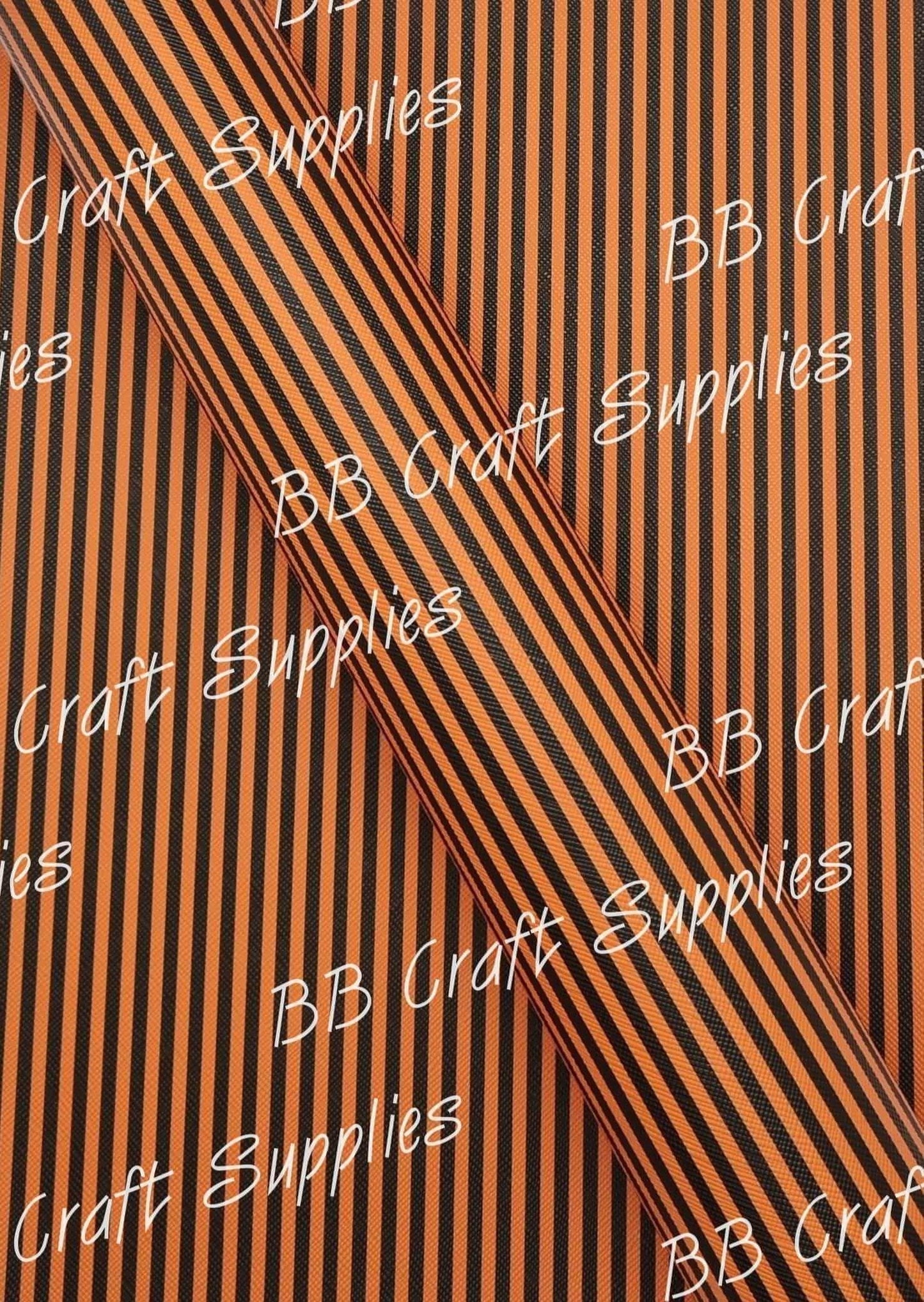 Orange Stripe Faux Leather - Faux, Faux Leather, Leather, leatherette, Orange, Stripe - Bare Butler Faux Leather Supplies 