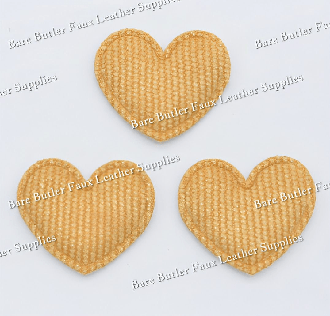 Padded Shimmery Heart Appliques - accessories, Butterfly, Embelishment, lace - Bare Butler Faux Leather Supplies 