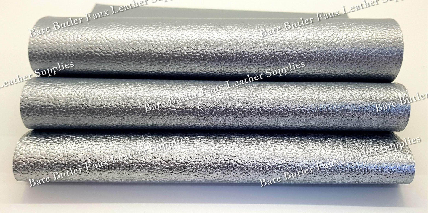Pearl Metallic Silver - Faux, leather, metallic, metallic's, Pearl, silver - Bare Butler Faux Leather Supplies 