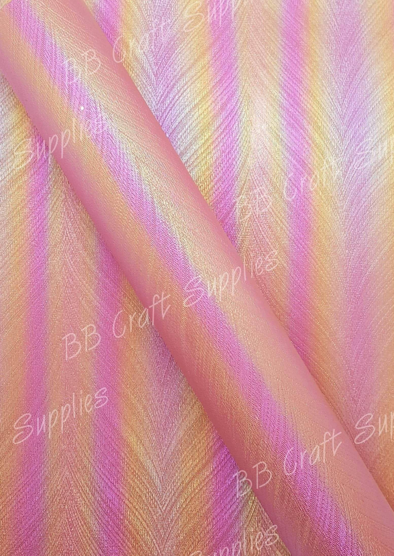 Pink Rainbow Peacock Feather texture - Embossed, Faux, Faux Leather, feather, Leather, leatherette, peacock, rainbow, Whats new - Bare Butler Faux Leather Supplies 