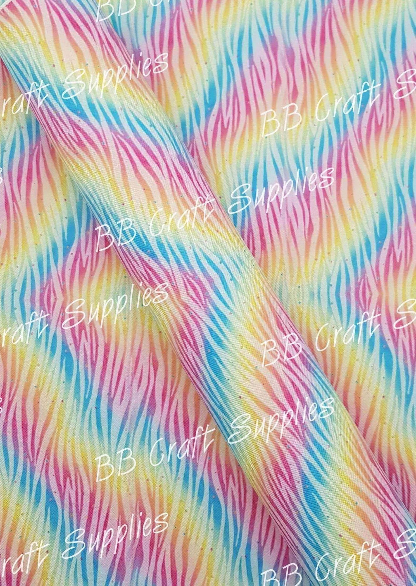 Rainbow Wave Faux Leather - Faux, Faux Leather, Leather, leatherette, Pattern, Rainbow, Stripe, Stripes, wave - Bare Butler Faux Leather Supplies 