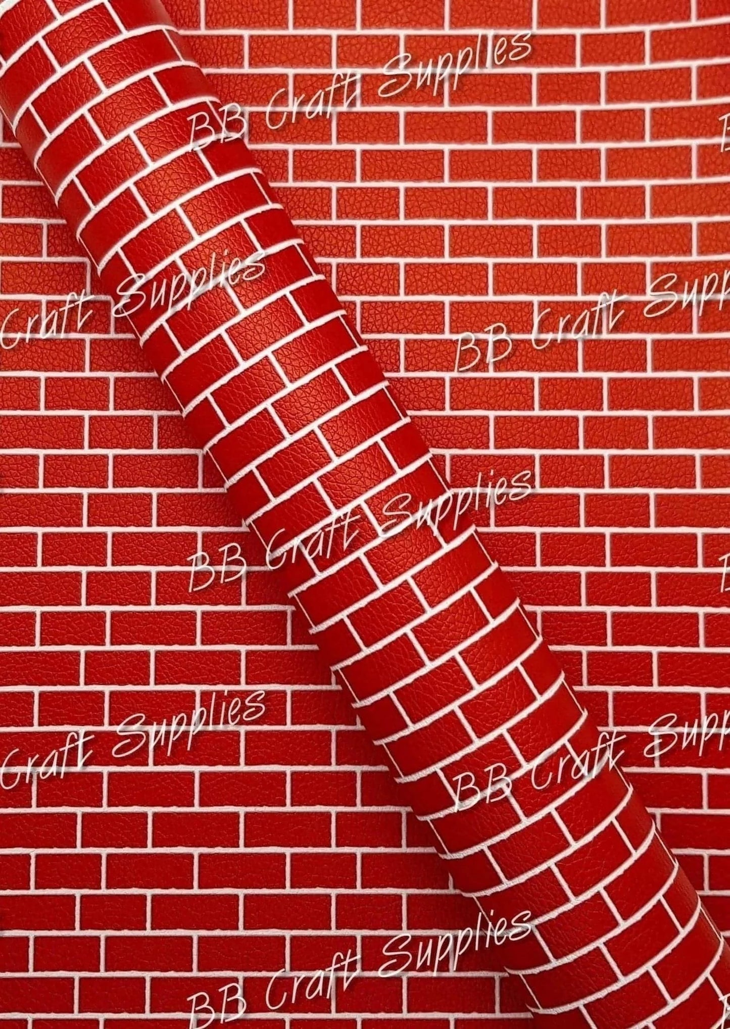 Red Brick Wall Litchi - Brick, chimney, christmas, Faux, Faux Leather, Leather, Red - Bare Butler Faux Leather Supplies 