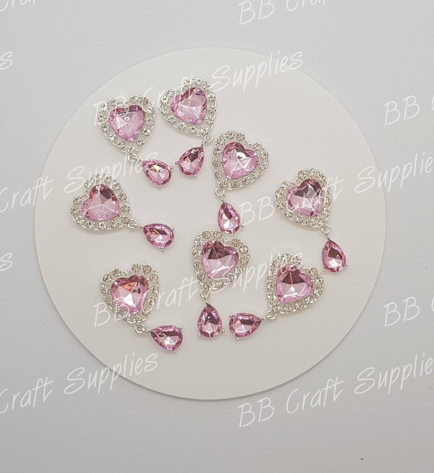 Rhinestone Heart with tear drop Embellishment's - drop, Embelishment, heart, Rhinestone, tear - Bare Butler Faux Leather Supplies 